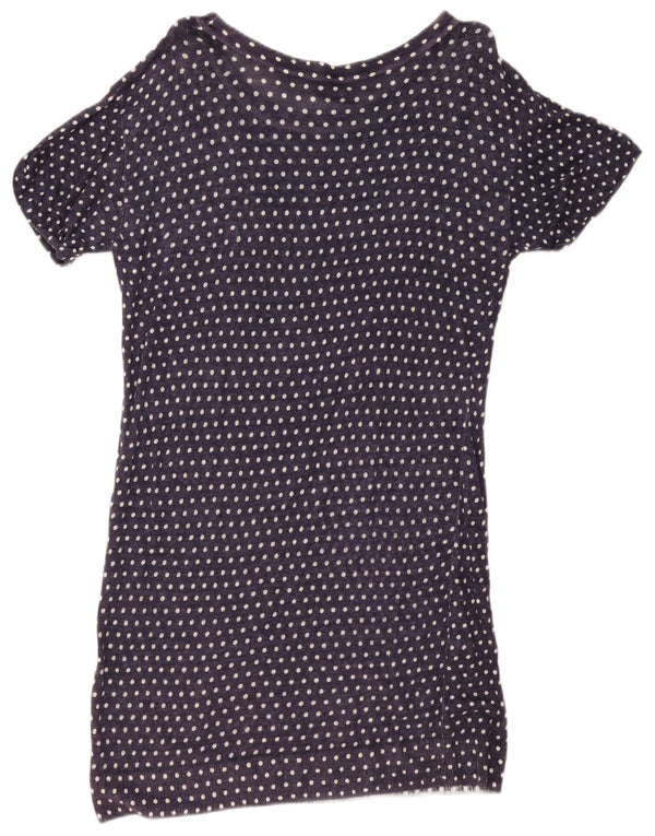 Abito T-shirt da donna Jigsaw UK 14 Lino medio a pois blu navy