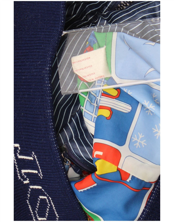 Giacca imbottita con grafica vintage da uomo UK 40 grande gessato blu navy
