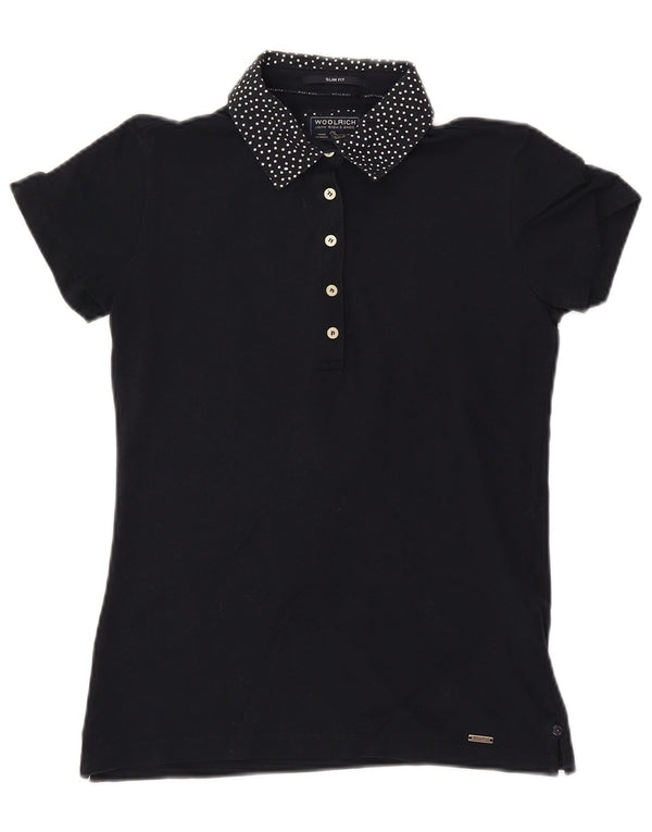 Polo da donna slim fit WOOLRICH UK 12 cotone maculato blu navy medio