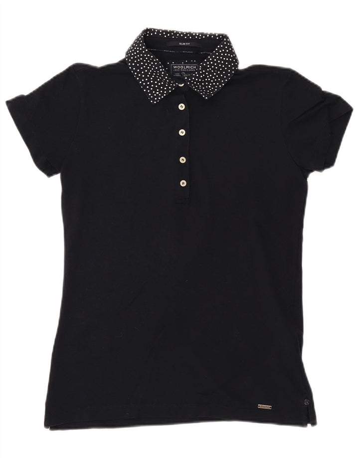 Polo da donna slim fit WOOLRICH UK 12 cotone maculato blu navy medio