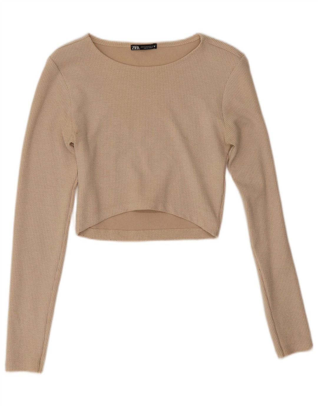 Top corto da donna Zara a maniche lunghe UK 12 Beige medio