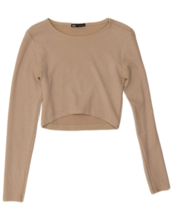 Top corto da donna Zara a maniche lunghe UK 12 Beige medio
