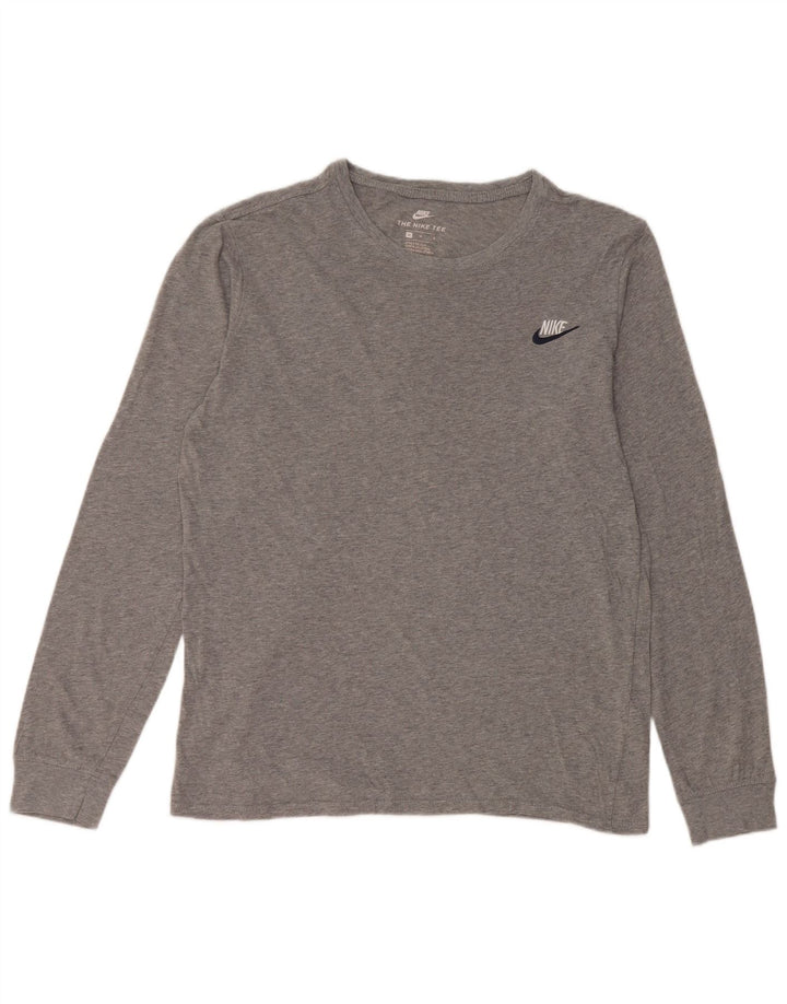 Top Nike da uomo dal taglio atletico a maniche lunghe in cotone grigio medio