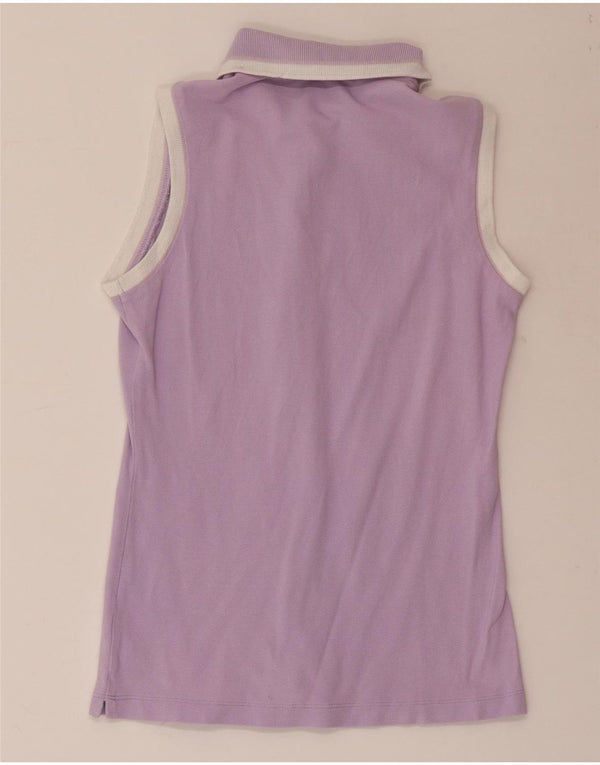 CALVIN KLEIN Polo senza maniche da donna UK 4 XS Viola Cotone