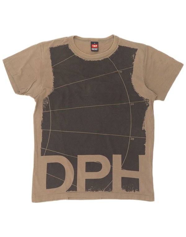 Diesel T-shirt grafica da uomo Top in cotone color block medio kaki