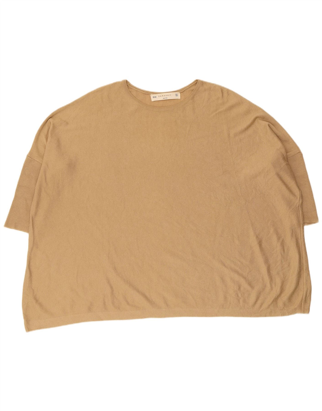 Maglione girocollo a maniche corte da donna Zara UK 14 Beige medio