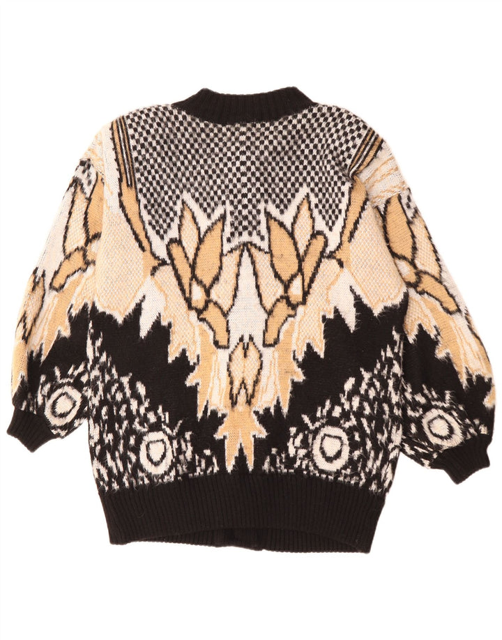 Maglione cardigan da donna vintage UK 20 2XL floreale multicolore