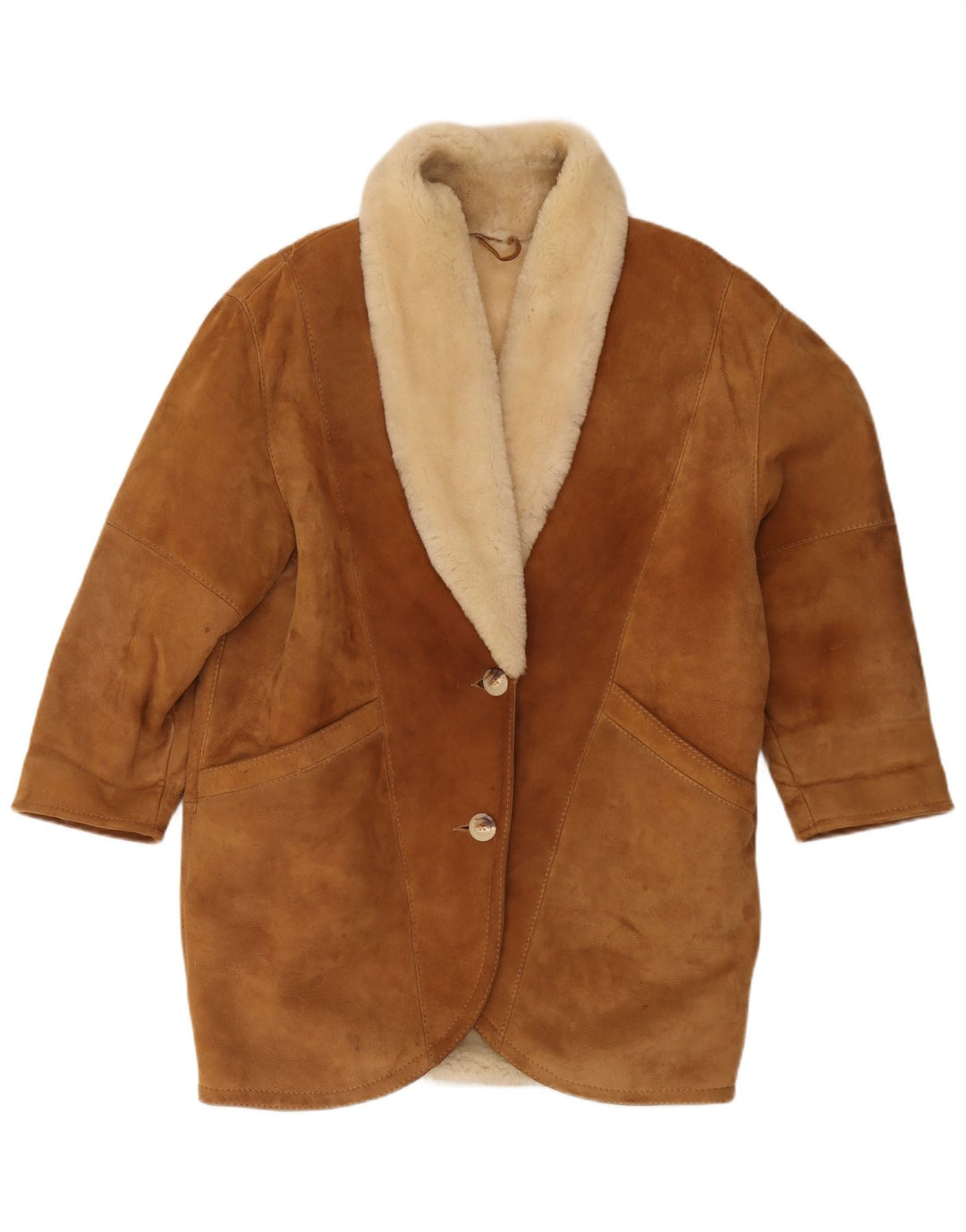 Cappotto oversize in shearling vintage da donna IT 44 Shearling marrone medio