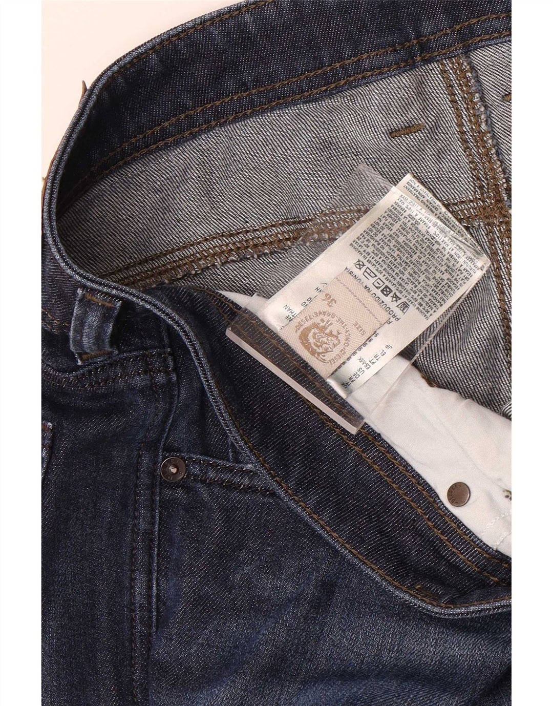 Jeans dritti da uomo Diesel W36 L32 in cotone blu