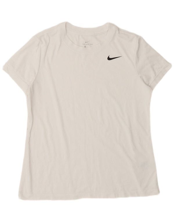 T-shirt NIKE Dri Fit da donna Top UK 14 poliestere bianco medio