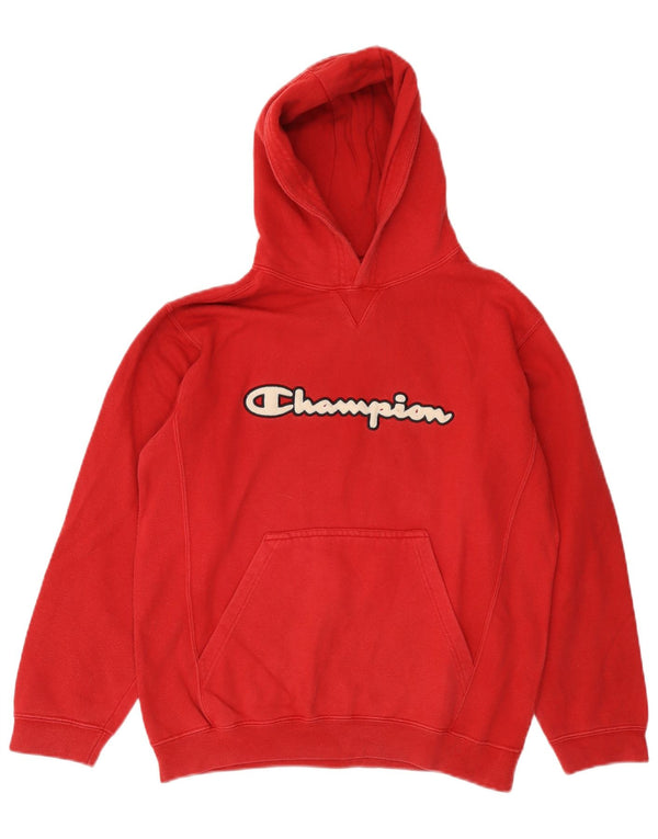Maglione con cappuccio grafico per ragazzi CHAMPION 11-12 anni in cotone rosso