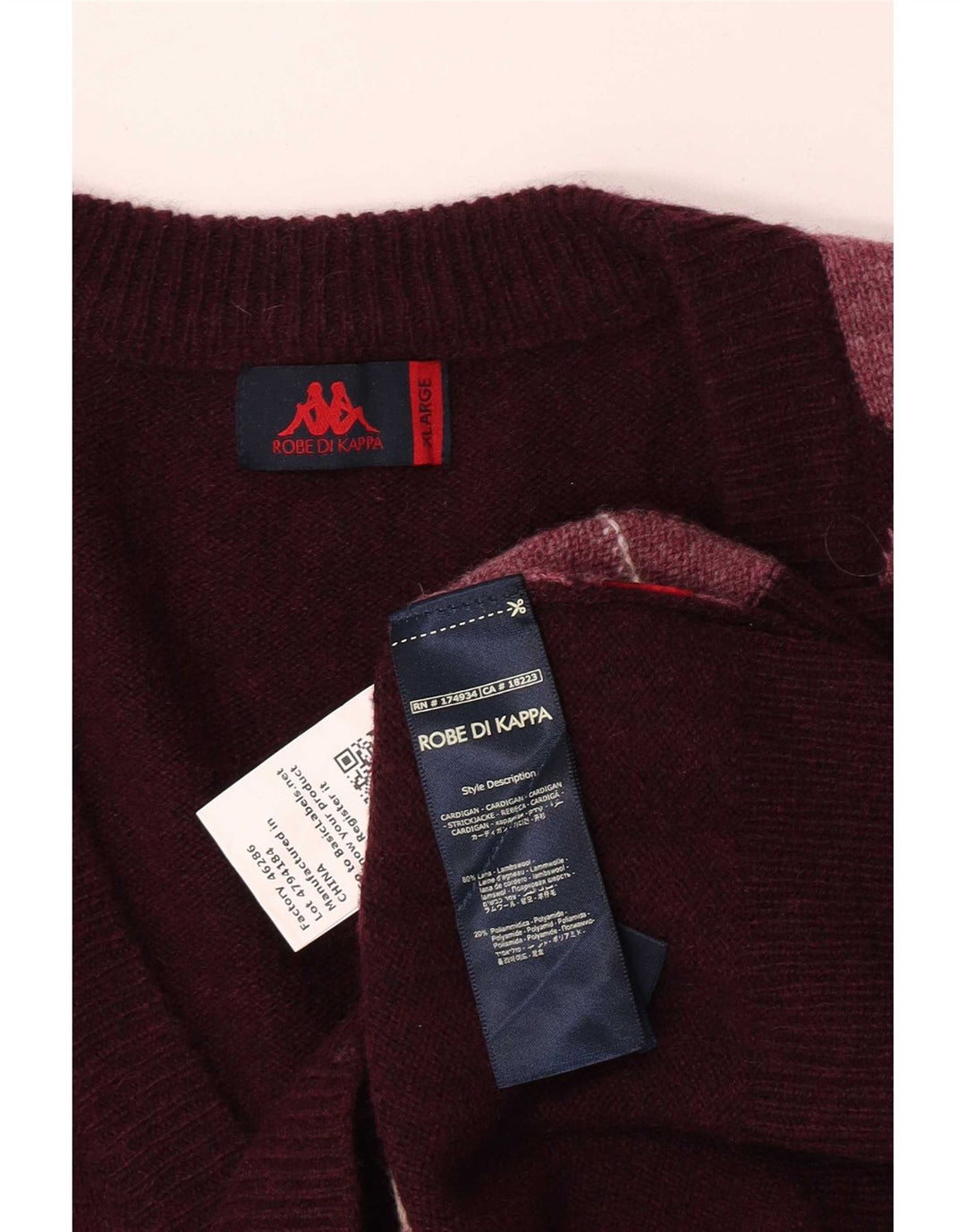 Maglione cardigan oversize da donna Kappa UK 18 XL Maroon Argyle/Diamond