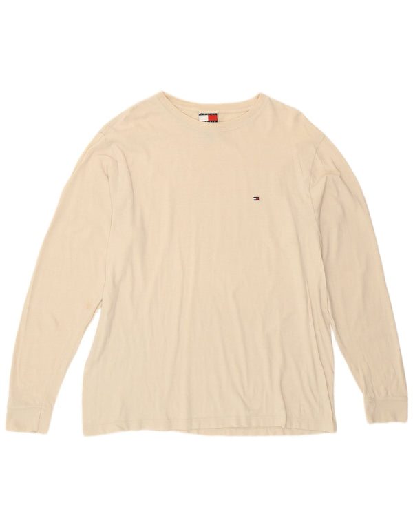 Tommy Hilfiger Top da uomo a manica lunga piccolo in cotone bianco sporco