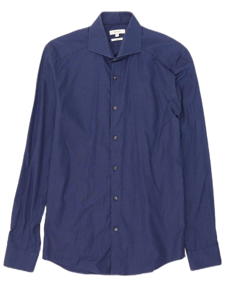 Camicia Reiss da uomo slim fit piccola in cotone blu navy