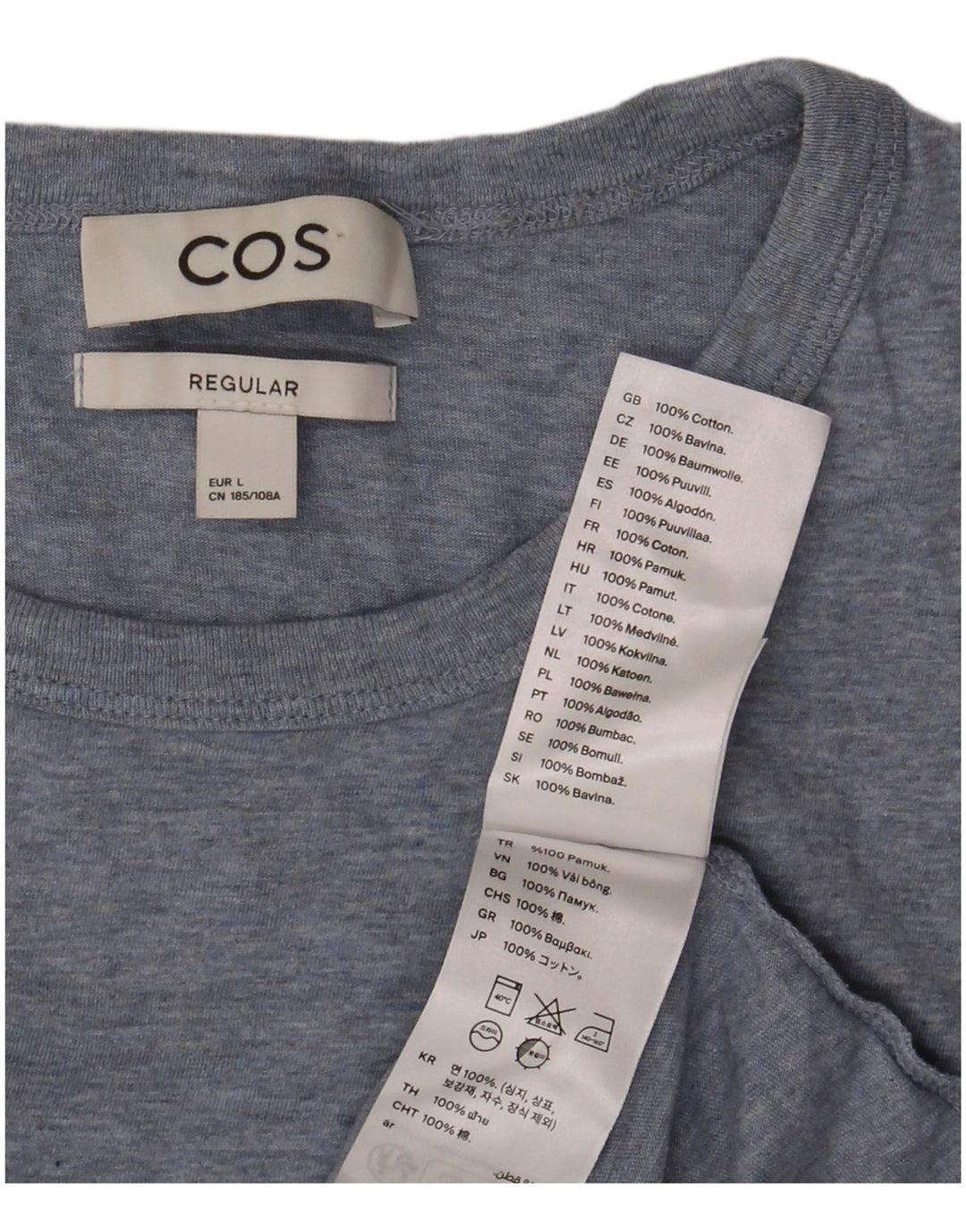 T-shirt regolare da uomo Cos Top grande in cotone chiazzato blu