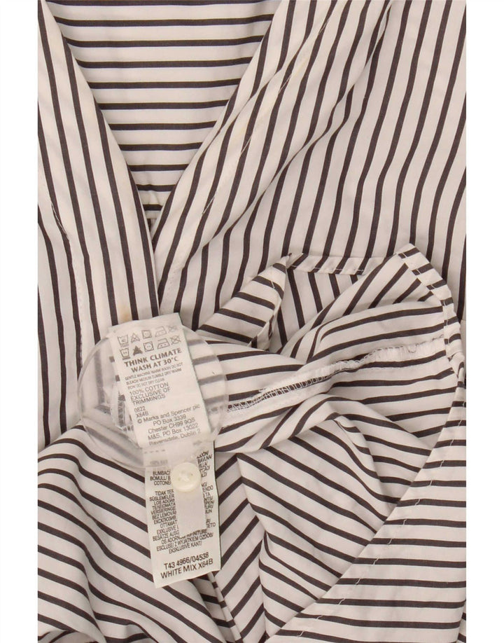 Camicia pullover da donna Marks & Spencer UK 16 grande cotone a righe bianche