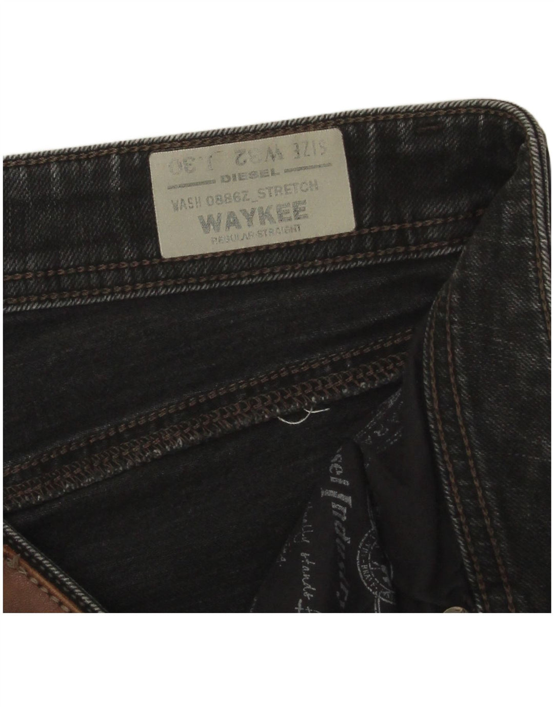 Jeans dritti regolari da uomo Diesel Waykee W32 L30 cotone grigio