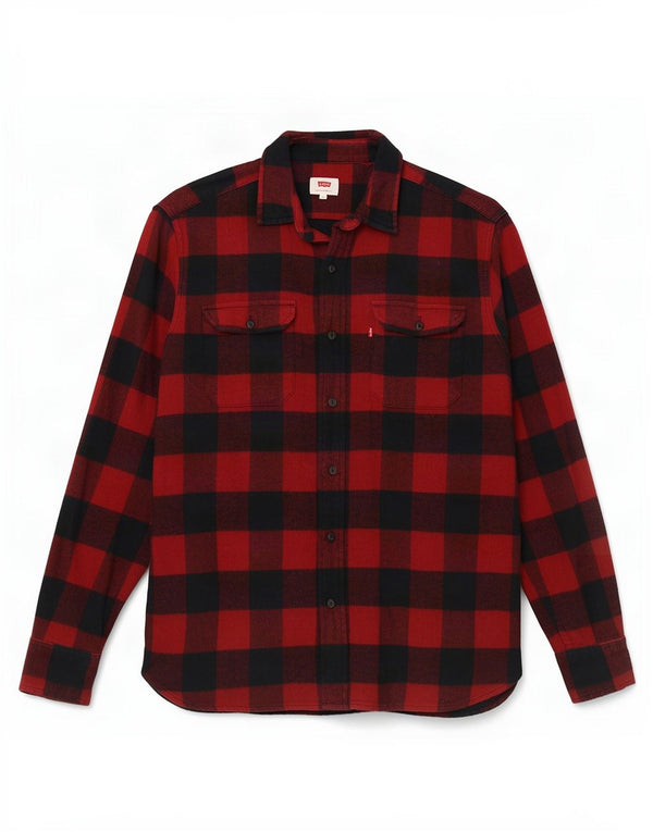 Camicia in flanella da uomo Levi's in cotone a quadretti rosso medio