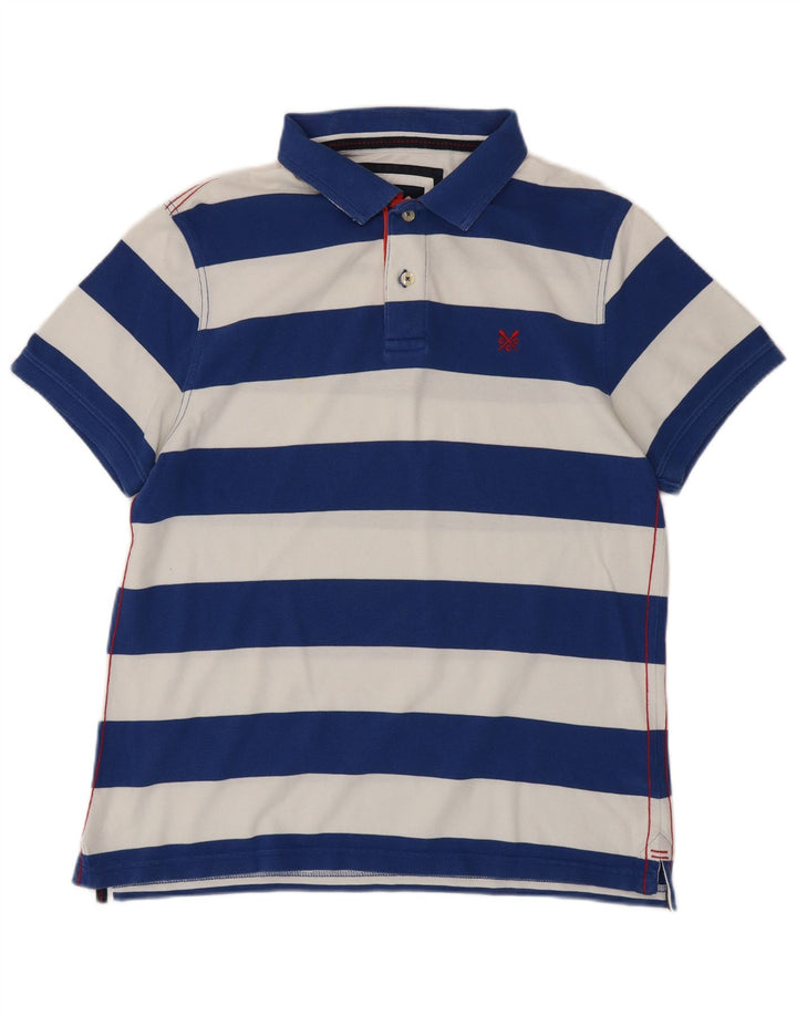 CREW CLOTHING Polo da uomo in cotone a righe grandi blu
