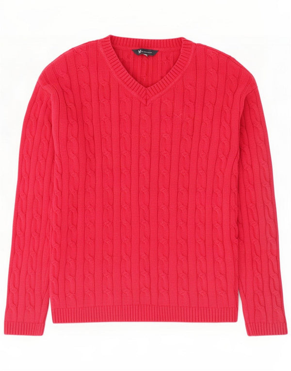 Crew Clothing Maglione da donna con scollo a V UK 16 Large Pink Cotton