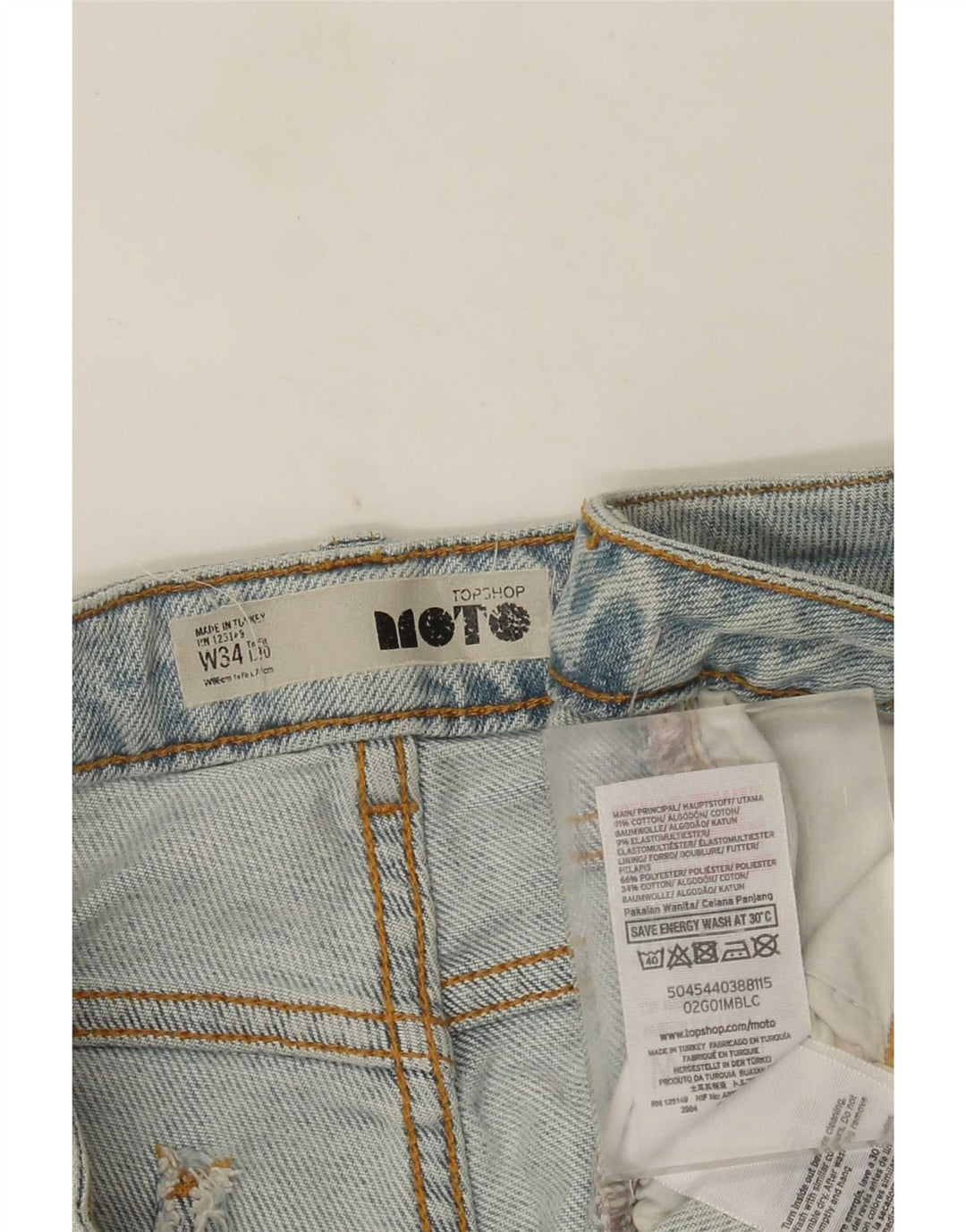 Jeans corti da donna Topshop W34 L24 cotone blu