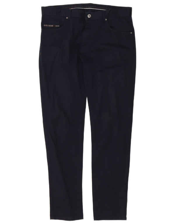 Pantaloni casual slim da uomo Zara EU 44 Large W34 L30 cotone blu navy