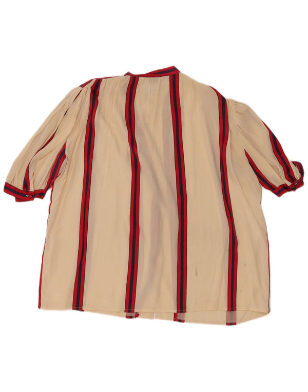 Padovanelle Camicia a Maniche Corte Donna IT 48 XL Off White a Righe