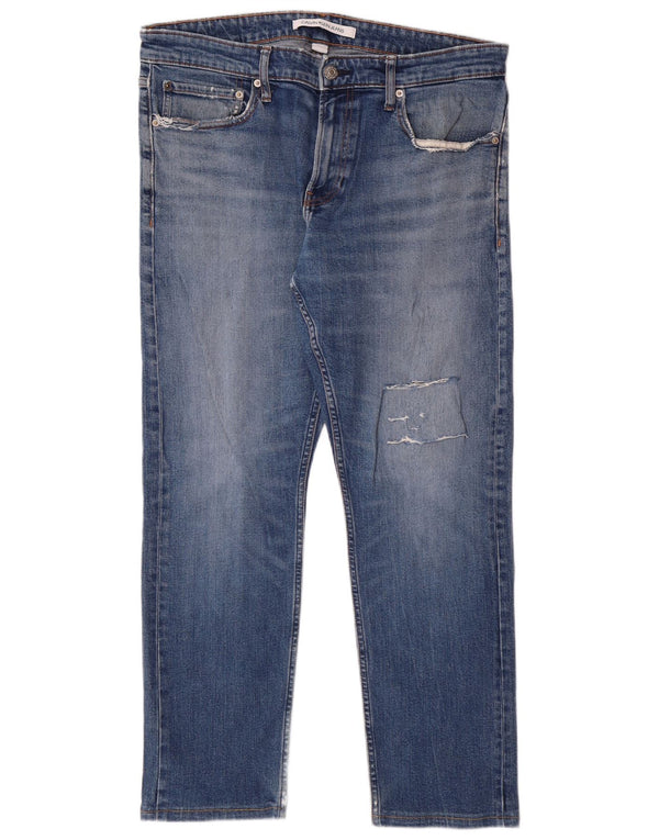 Jeans slim da uomo Calvin Klein W34 L28 cotone blu