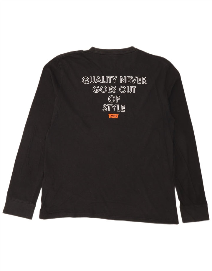 Levi's Maglietta grafica da uomo a maniche lunghe grande in cotone nero