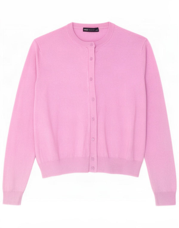 Marks & Spencer maglione corto cardigan da donna UK 18 XL rosa viscosa