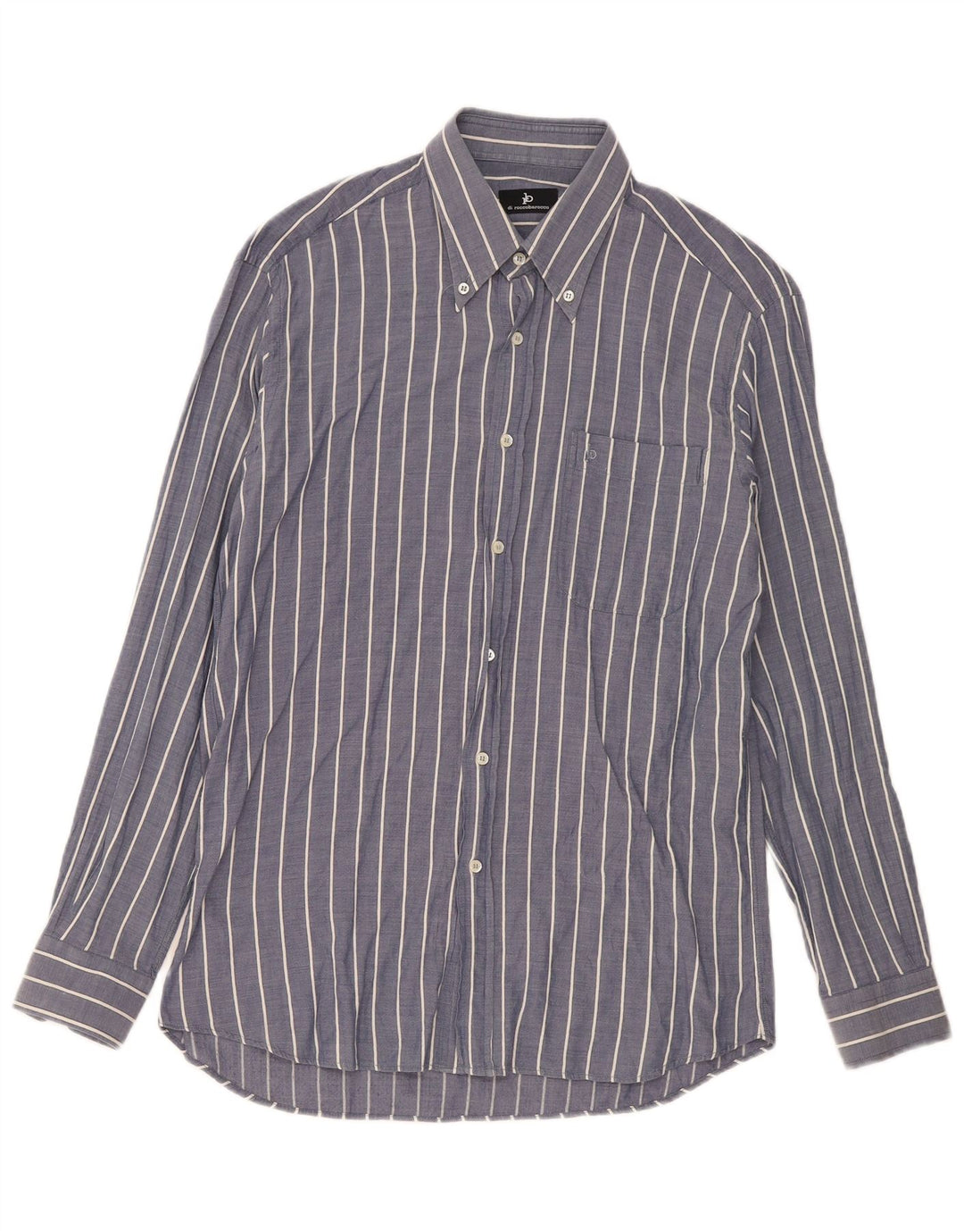 Camicia da uomo Roccobarocco taglia 40 15 3/4 cotone gessato medio blu navy