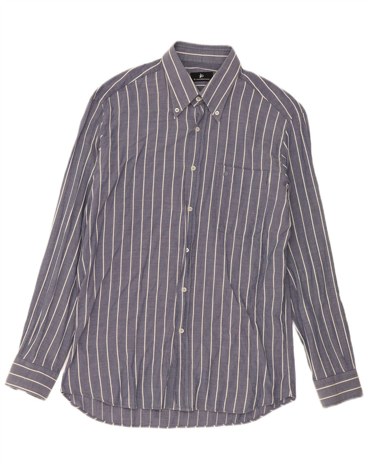 Camicia da uomo Roccobarocco taglia 40 15 3/4 cotone gessato medio blu navy