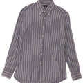 Camicia da uomo Roccobarocco taglia 40 15 3/4 cotone gessato medio blu navy