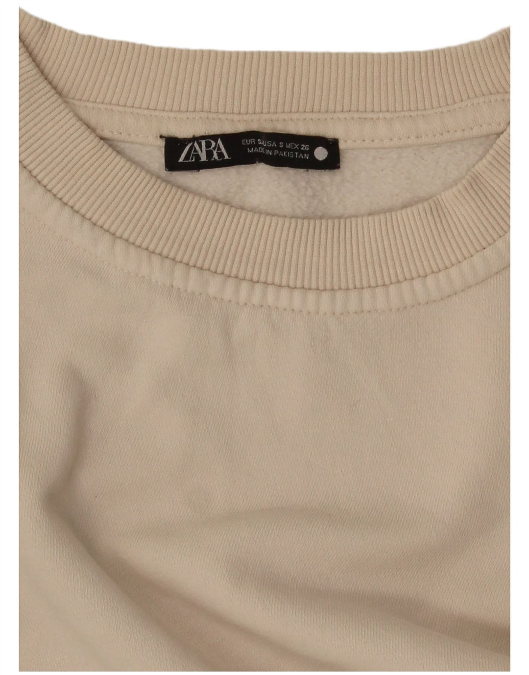Felpa corta oversize da donna Zara UK 10 piccola bianca