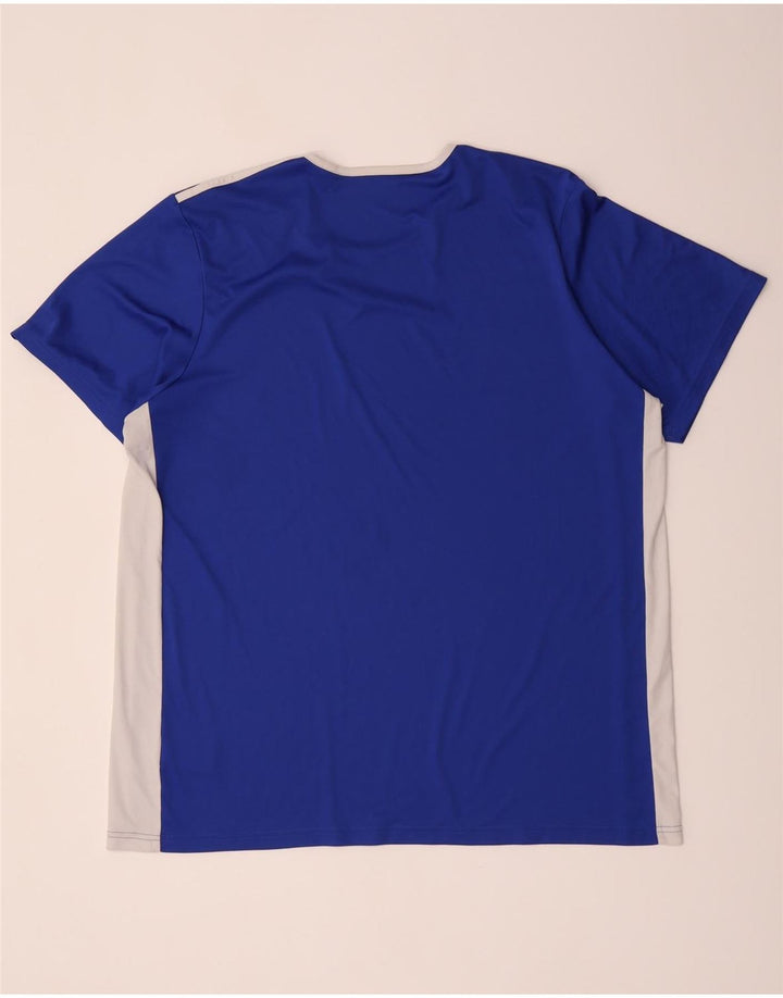 Adidas Uomo Climalite T-shirt Top 2XL Blu Colourblock Poliestere