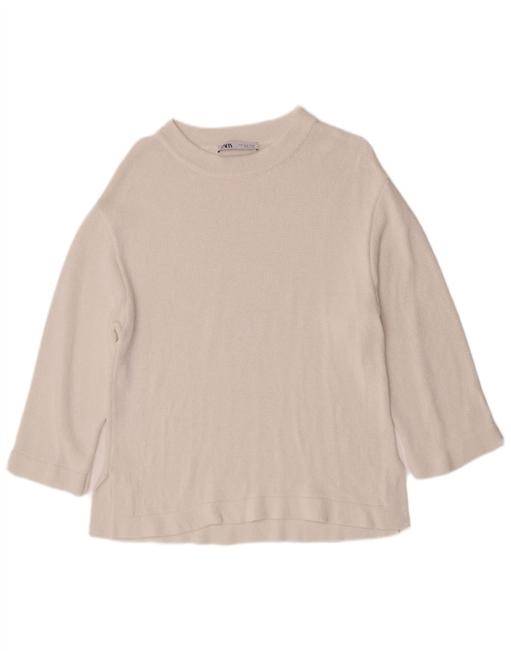 Maglione maglione con scollo a barca da donna Zara UK 14 bianco medio