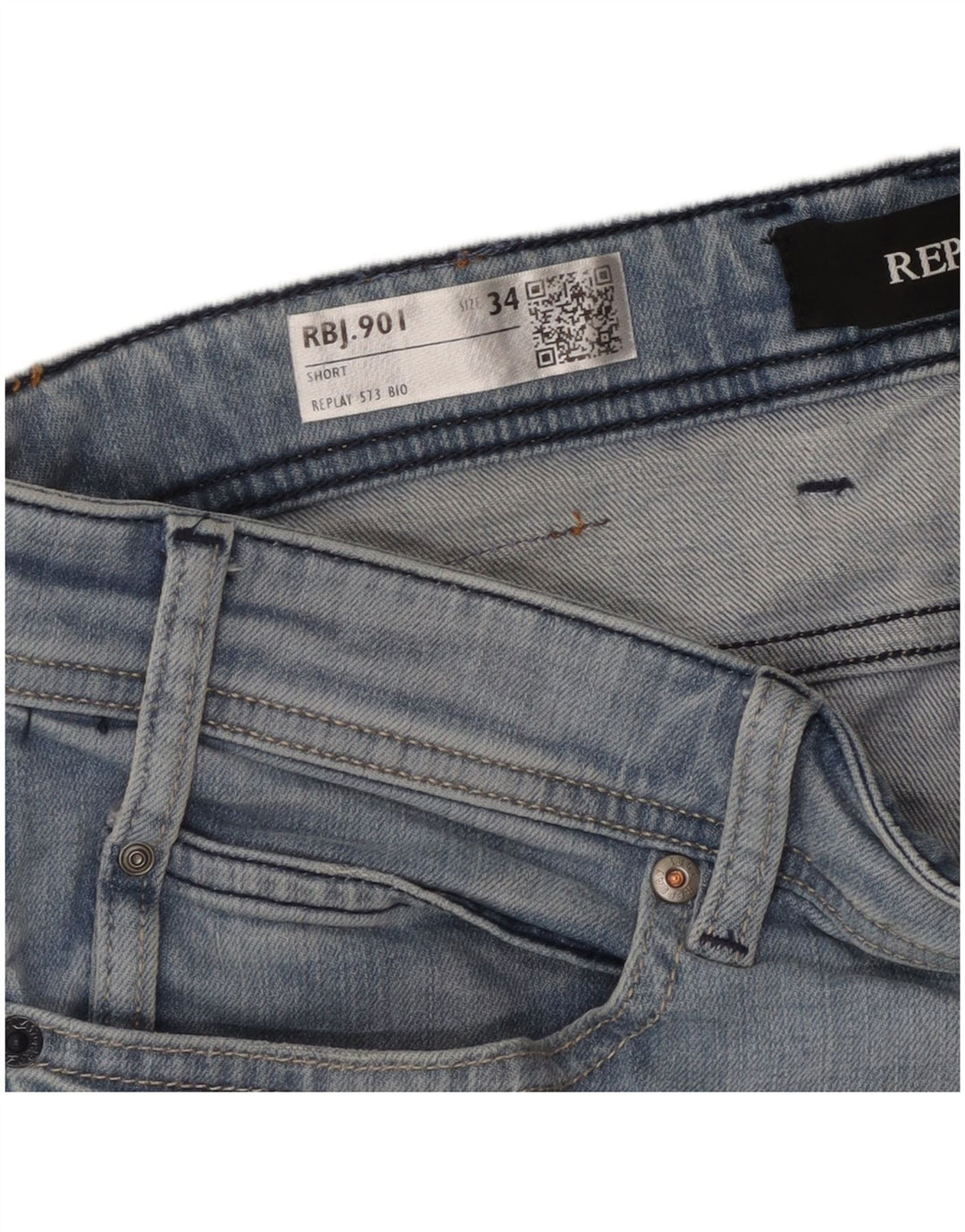 REPLAY Pantaloncini di jeans da uomo W24 Large in cotone blu