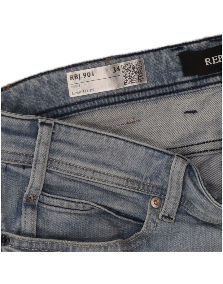 REPLAY Pantaloncini di jeans da uomo W24 Large in cotone blu