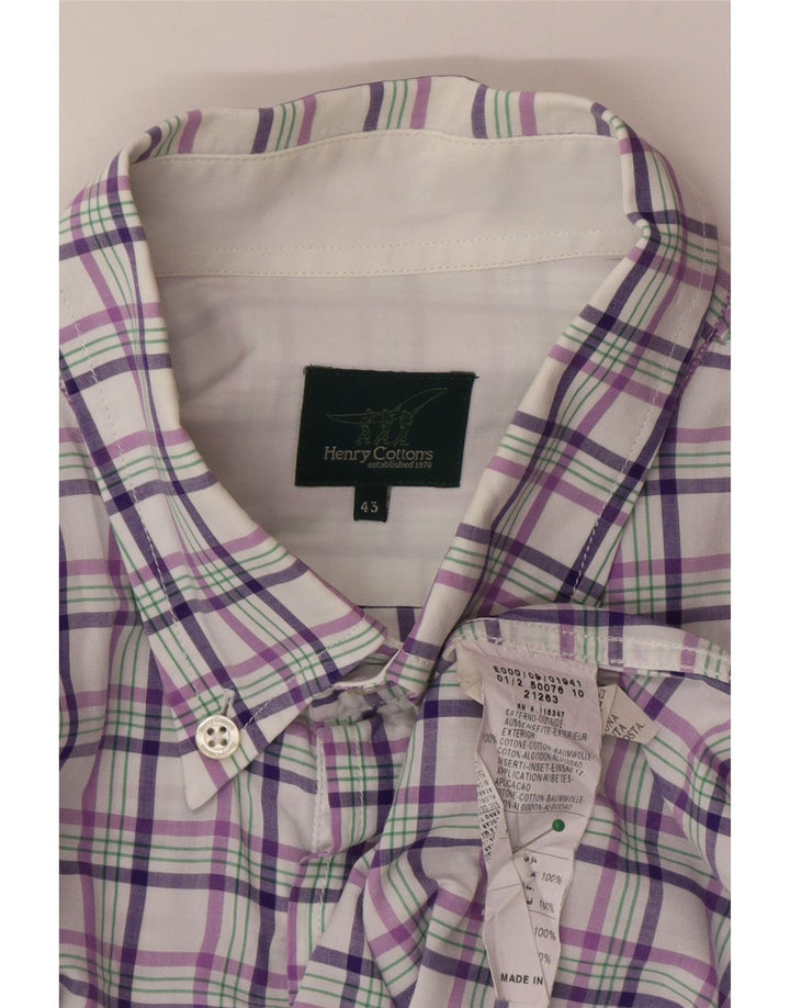 Camicia da uomo Henry Cottons taglia 43 grande cotone a quadri viola