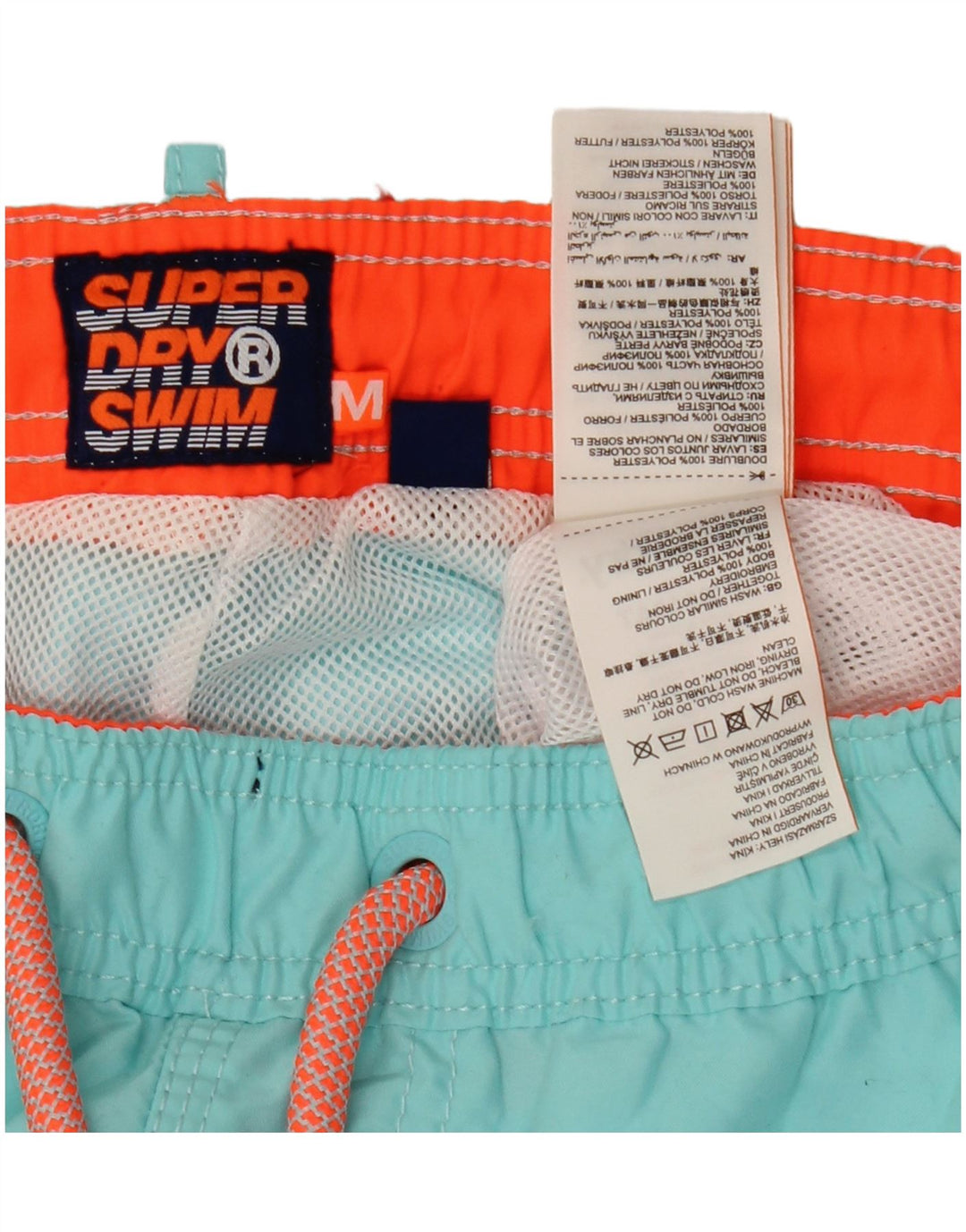 Pantaloncini da bagno grafici da uomo Superdry in poliestere blu medio