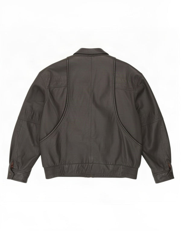 Giacca in pelle da uomo Jeffrey Brownleader UK 40 grande grigia