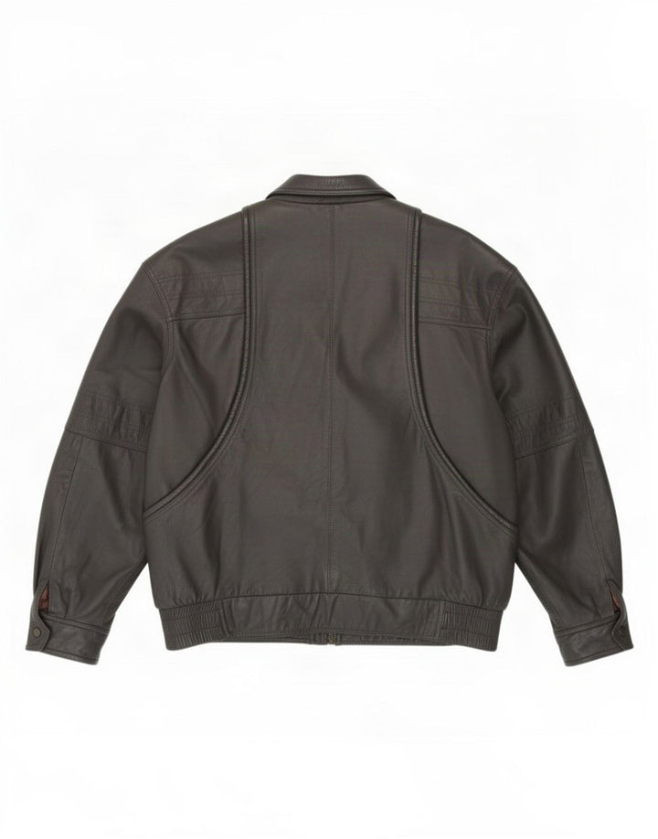 Giacca in pelle da uomo Jeffrey Brownleader UK 40 grande grigia