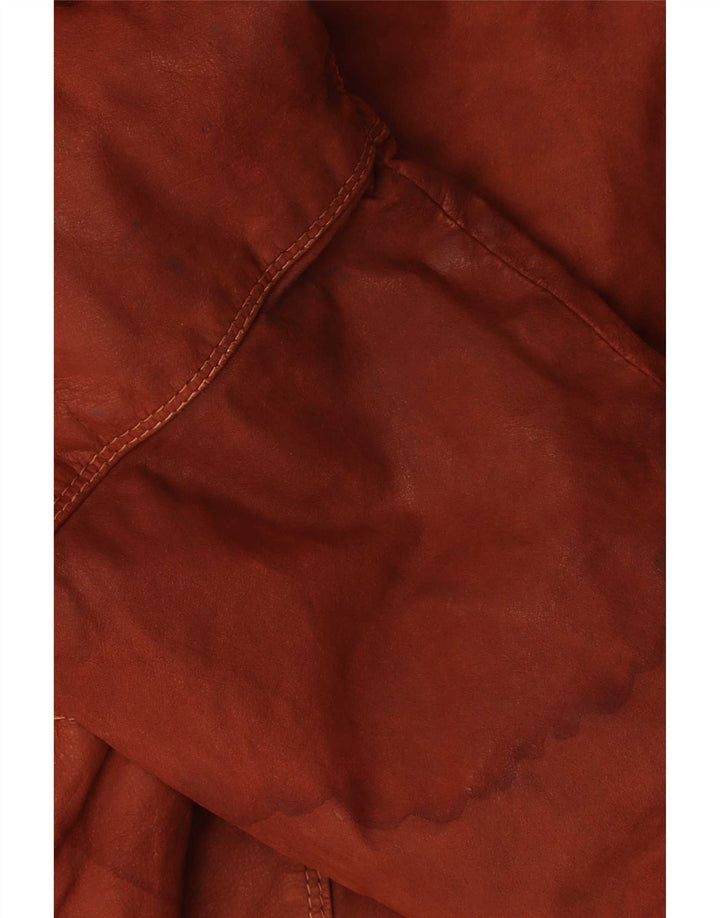 Giacca vintage da donna in pelle scamosciata con cappuccio IT 42 in pelle marrone medio