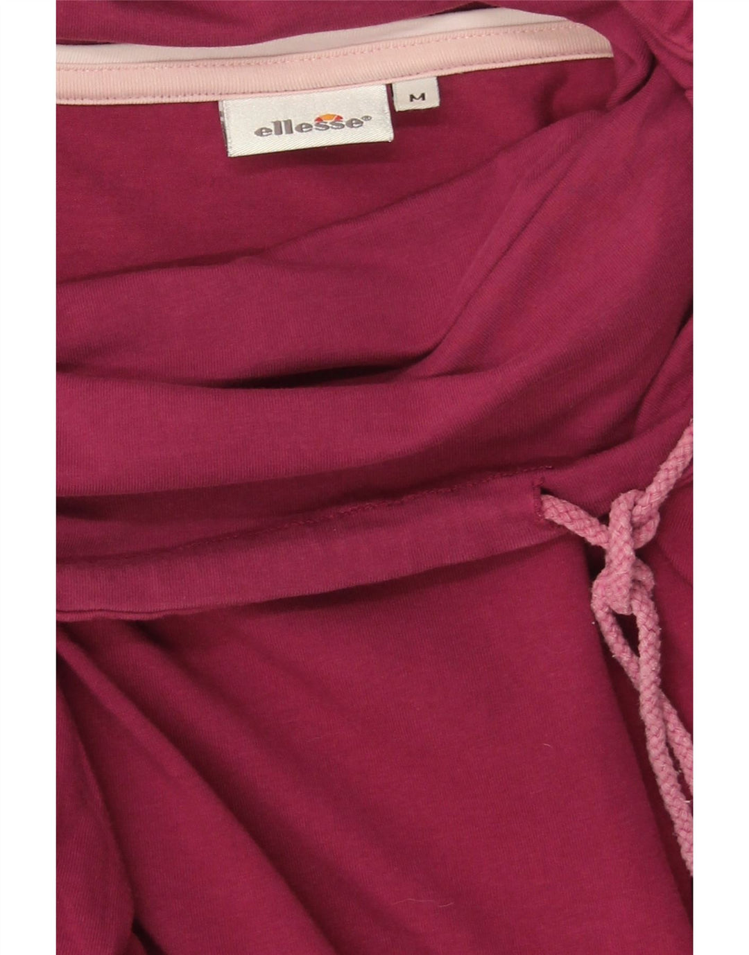 ELLESSE Womens Graphic Sweatshirt Jumper UK 14 Medium Burgundy Cotton Vintage Ellesse and Second-Hand Ellesse from Messina Hembry 