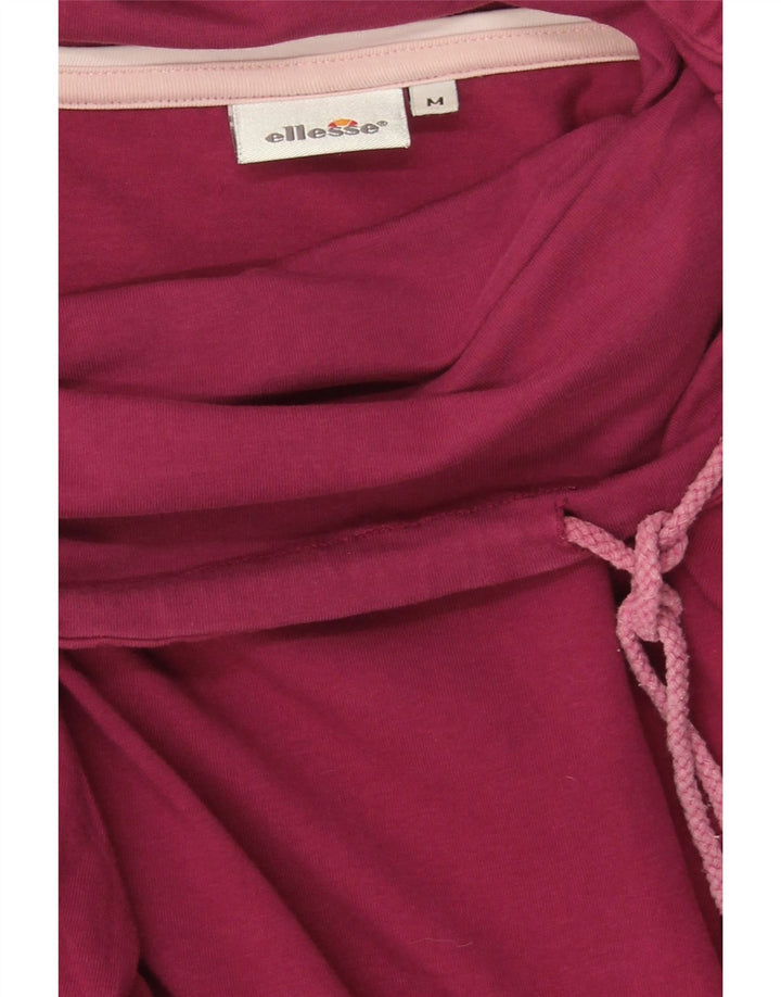 ELLESSE Womens Graphic Sweatshirt Jumper UK 14 Medium Burgundy Cotton Vintage Ellesse and Second-Hand Ellesse from Messina Hembry 