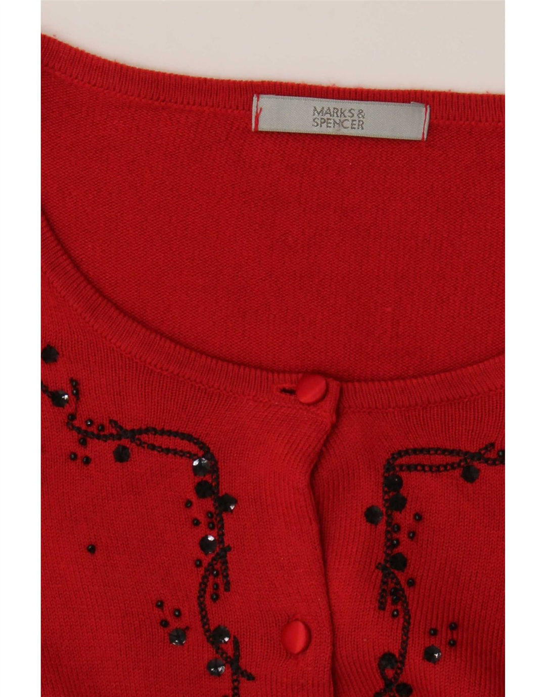 Maglione cardigan da donna Marks & Spencer UK 16 grande rosso floreale