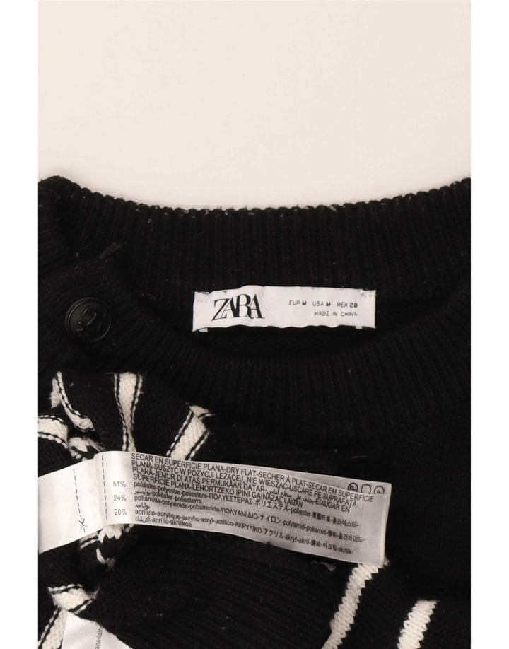 Maglione Zara da donna con scollo a barca UK 14 Poliestere a righe nere medie