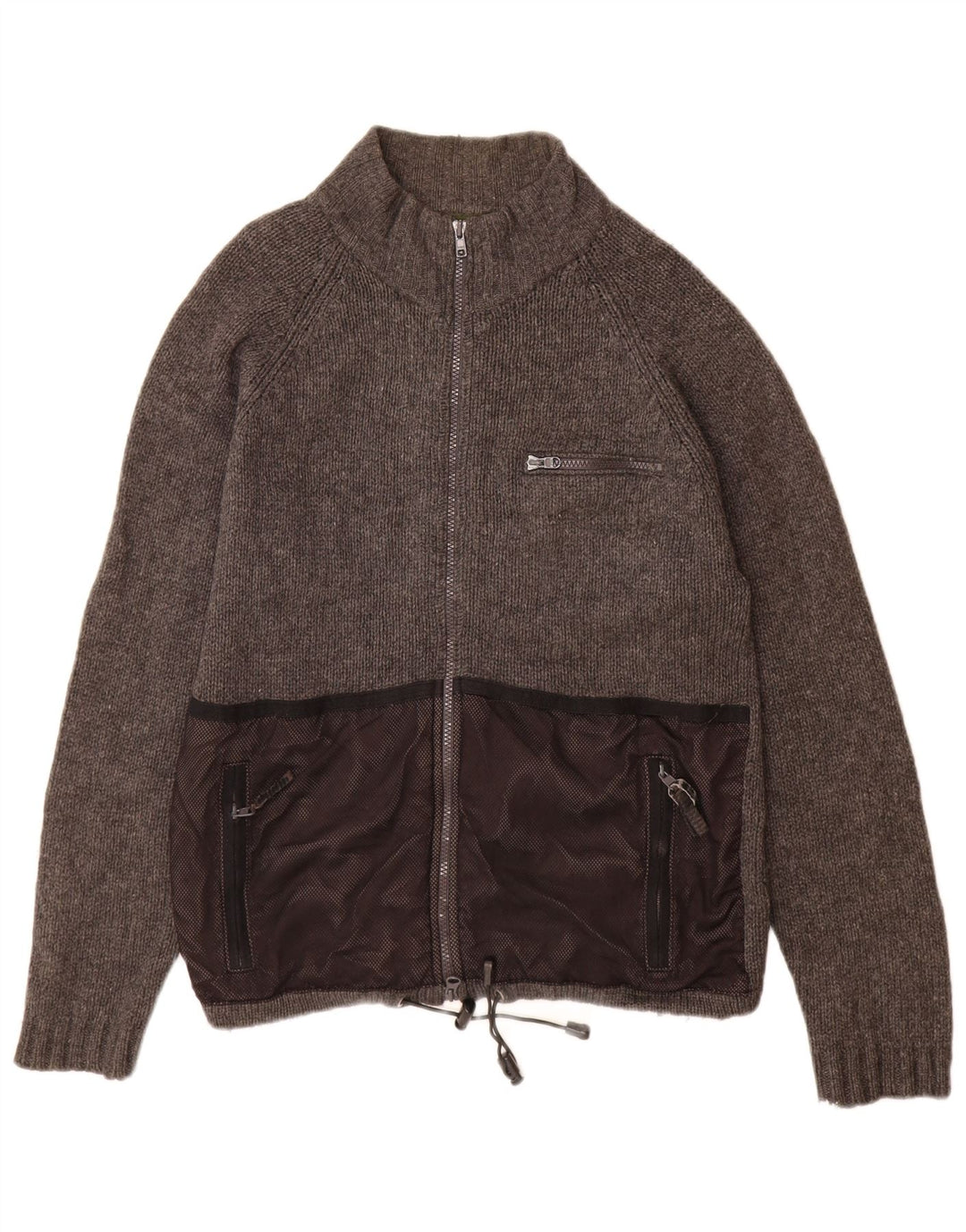 Maglione cardigan da uomo Timberland in lana grigio medio