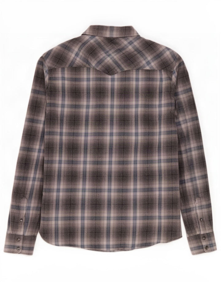 Camicia in flanella da uomo All Saints, in cotone a quadri grigi piccoli