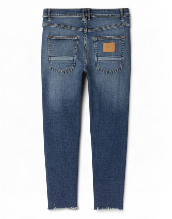 Jeans skinny corti invecchiati da uomo Zara EU 42 Large W32 L25 cotone blu